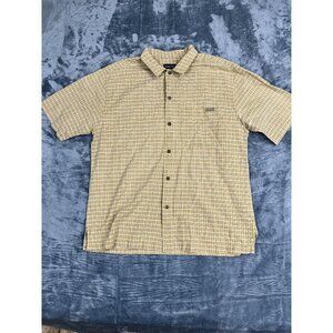 Woolrich Mens Yellow Plaid Short Sleeve Button-Up Shirt Size XL